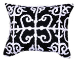 Benzara 20 X 16 Inch Cotton Pillow with Vermicular Pattern, Set of 2, Black and White