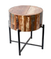 Benzara Wooden Stool with Metal Cross Base and Tubular Legs, Multicolor