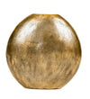 Benzara Brass Distressed Vase with Round Cutout Top, Large, Gold