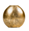 Benzara Brass Distressed Vase with Round Cutout Top, Medium, Gold