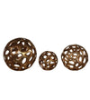 Benzara Aluminum Decorative Spheres with Irregular Cutouts, Set of 3, Gold