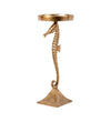 Benzara Aluminum Candle Holder with Sea Horse Structure, Large, Gold