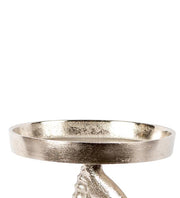 Benzara Aluminum Candle Holder with Sea Horse Structure, Small, Silver