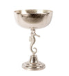 Benzara Coastal Aluminum Bowl with Sea Horse Structure, Large, Silver