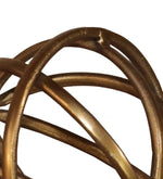 Benzara Metal Decorative Spheres with Adjoined Ring Design, Set of 2, Gold