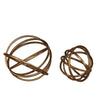 Benzara Metal Decorative Spheres with Adjoined Ring Design, Set of 2, Gold