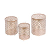 Benzara Metal Lidded Storage Box with Lattice Pattern, Set of 3, Gold