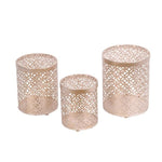 Benzara Metal Lidded Storage Box with Lattice Pattern, Set of 3, Gold