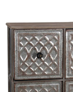 Benzara Rustic Style 4 Drawer Metal Wall Decor with Hooks, Brown and Silver