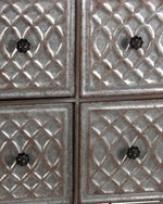 Benzara Rustic Style 4 Drawer Metal Wall Decor with Hooks, Brown and Silver