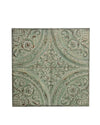Benzara Square Shape Distressed Wall Plaque with Filigree Carvings, Green