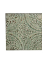 Benzara Square Shape Distressed Wall Plaque with Filigree Carvings, Green
