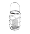Benzara Geometric Metal Wire Candle Holder with Glass Hurricane, Small, Silver
