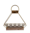 Benzara Geometric Metal Candle Lantern with 5 Glass Votive, Large, Gold