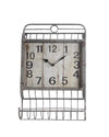 Benzara Traditional Style Square Iron Wall Clock with Basket,Gray and White