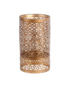 Benzara Decorative Metal Candle Holder with Meander Design, Large, Gold
