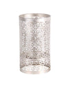 Benzara Decorative Metal Candle Holder with Meander Design, Large, Silver