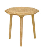 Benzara Wooden 3 Legged Octagonal Table with Intricate Carving Details, Brown