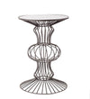 Benzara Transitional Wire Design Metal Table with Glass Top, Clear and Gray