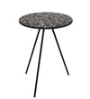 Benzara Wood and Metal Round Accent Table with Mosaic Pattern, Multicolor