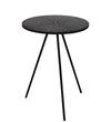 Benzara Wood and Metal Round Accent Table with Mosaic Pattern, Black