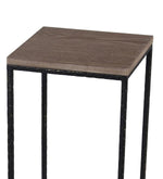 Benzara 2 Piece Metal Accent Table Set with Square Wooden Top, Brown and Black