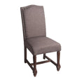 Benzara Fabric and Wooden Accent Chair with Nail head Trim, White and Brown