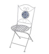 Benzara Metal Folding Chair with Medallion Accented Backrest, White