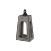 Benzara Farmhouse Flared Metal Lantern with Finial Top, Large, Gray and Black