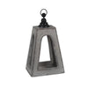 Benzara Farmhouse Flared Cement Lantern with Finial Top, Small, Gray and Black