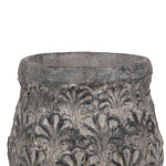 Benzara Decorative Traditional Cement Urn with Floral Inlays, Large, Gray