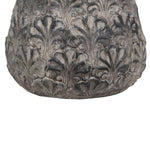 Benzara Decorative Traditional Cement Urn with Floral Inlays, Large, Gray