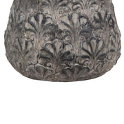 Benzara Decorative Traditional Cement Urn with Floral Inlays, Large, Gray