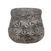 Benzara Decorative Traditional Cement Urn with Floral Inlays, Large, Gray