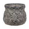 Benzara Decorative Traditional Cement Urn with Floral Inlays, Small Gray