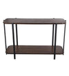 Benzara Wood and Metal Console Table with Bottom Shelf, Brown and Black