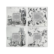 Benzara Modern Etched Wooden Photo Frames, Small, Set of 4, Silver