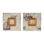 Benzara Traditional Style Square Wooden Photo Frames, Set of 2, Brown