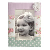 Benzara Polka Dot and Stripe Printed Fabric Covered Photo Frame, Multicolor