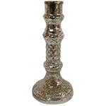 Benzara Pedestal Design Metal and Glass Candle Holder with Dimpled Pattern, Gold