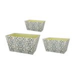 Benzara Rectangular Containers with Narrow Bottom, Set of 3, Blue and Beige
