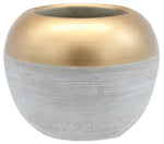 Benzara Cement Pot with Golden Top and Brushed Silver Body, Large, Silver and Gold