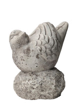 Benzara Cement Bird Figurine in Upright Position with Hollow Base, Large, Gray