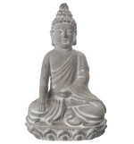 Benzara Cement Buddha Figurine Meditating in Varada Mudra Position, Gray