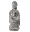Benzara Karana Mudra Position Buddha Figurine with Front Candle Holder, Gray