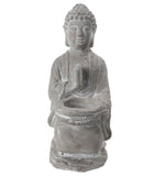 Benzara Karana Mudra Position Buddha Figurine with Front Candle Holder, Gray