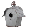Benzara Arched Roof Metal Bird House with Ring Hanger, Weathered Gray