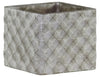 Benzara Square Cement Pot with Embossed Geometrical Rectangular Design, Large, Gray