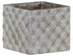 Benzara Square Cement Pot with Embossed Geometrical Rectangular Design, Large, Gray