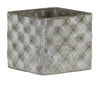 Benzara Square Cement Pot with Embossed Geometrical Rectangular Design, Small, Gray